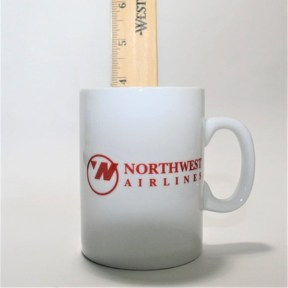 NORTHWEST AIRLINES Coffee Mug White with Red Text Simple Design EUC (No Returns) - Picture 7 of 8